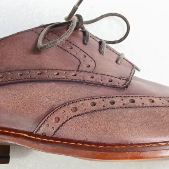 Joseph Abboud Italian Leather Wingtip Brogue Oxfords Mens 10.5 Brown EUC Italy - Picture 2 of 16